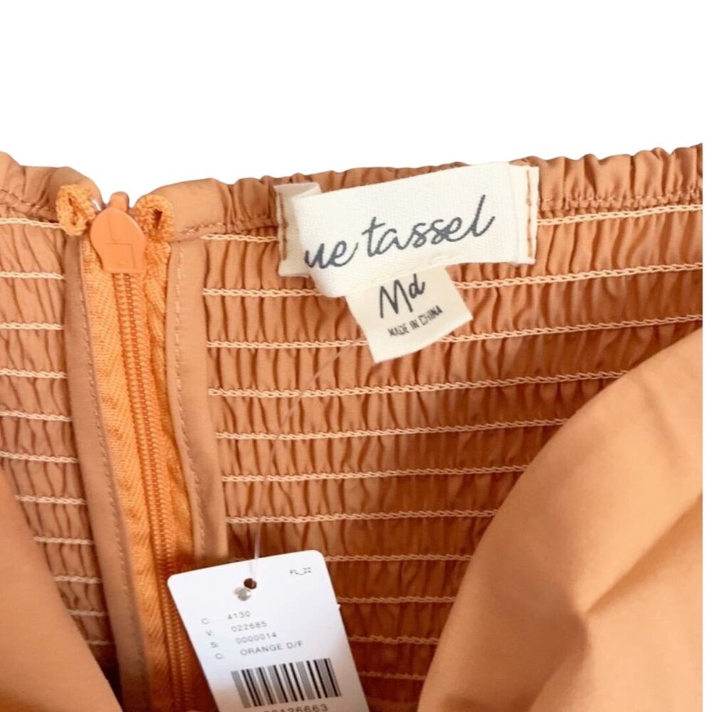 Anthropologie Strapless Tie Front Midi Dress Medium Orange NWT - Picture 6 of 8